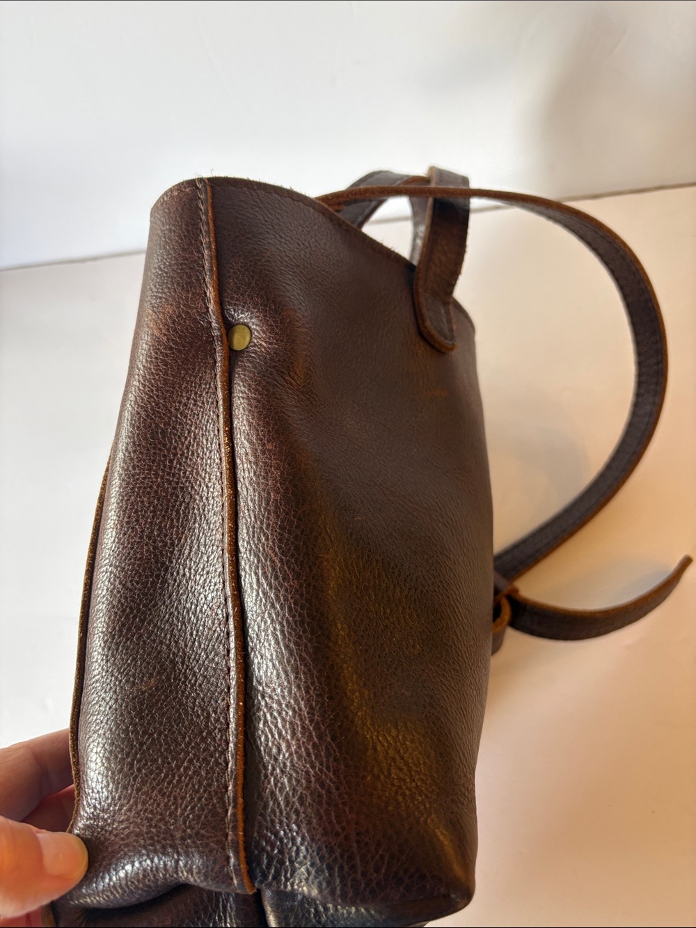 Portland Leather Dark Brown Leather Messenger Tote - Picture 4 of 10